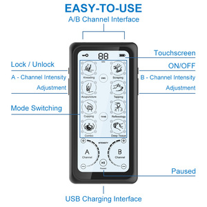 מכשיר עיסוי <span class=keywords><strong>TENS</strong></span> EMS מקצועי 32 מצבים, דו-ערוצי, מסך מגע LCD, נטען, להקלה על כאבים ואימון שרירים - Product Image 4