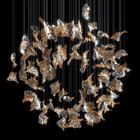 Grand Lustre en Verre Cristal LED de Luxe Moderne pour Hôtel Hall Villa Salon Escalier Éclairage Décoratif Transparent