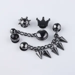 Venta caliente de alta calidad logotipo personalizado Metal Punk estilo picos Clog Charms Black metal Crown Clog Charms Designer Clog Shoe Charm