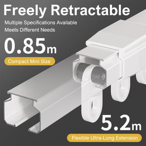 Extendable Telescopic Aluminum Curtain Track Adjustable <b>Wall</b> Ceiling Mount Curtain <b>Rail</b> - Product Image 1