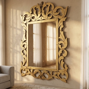 Espejo de <span class=keywords><strong>Pared</strong></span> <span class=keywords><strong>Veneciano</strong></span> de Vidrio <span class=keywords><strong>con</strong></span> Borde Dorado Moderno MR-201363, Decorativo para Sala de Estar, Venta al por Mayor - Product Image 4