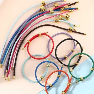 Модные красочные DIY регулируемые золотые латунные витые 3 мм Кабельные Браслеты со шнурком и застежкой браслеты из кожи ювелирные изделия браслет - Product Image 1