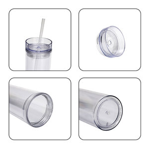 Shang Kou Ai Double Walled Plastic Straw Cup 16oz Transparent Portable Cold Drink Cup Reusable Travel Water Bottle - Product Image 2