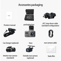 Caméra de tableau de bord grand angle Full HD 3 pouces IPS, double caméra avant/arrière 2K, vision nocturne, enregistrement en boucle, WiFi, fixation sur pare-brise, 1 an