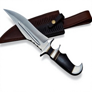 Couteau Bowie à lame fixe en acier sur mesure, manche en bois, pour usage extérieur, avec étui en cuir, à vendre - Product Image 3