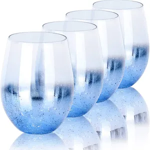 Yuvarlak hediye seti cam 500ml yüksek kalite renkli özel sapsız şarap kadehleri toptan