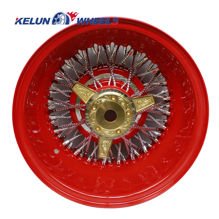 KELUN Brand WHEEL spoke rims 72CROSS CHROME RED Dayton wheel Custmosized 13 14 Alloy wheels