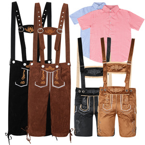 Costume de l'Oktoberfest allemand, Trachten <span class=keywords><strong>bavarois</strong></span>, short en cuir pour <span class=keywords><strong>homme</strong></span>, short à bretelles, costume de bûcheron, costumes masculins médiévaux allemands - Product Image 1