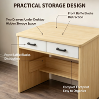 Bureau d'ordinateur avec 2 tiroirs, table d'étude et d'écriture en panneau de particules imitation bois pour chambre et petit bureau