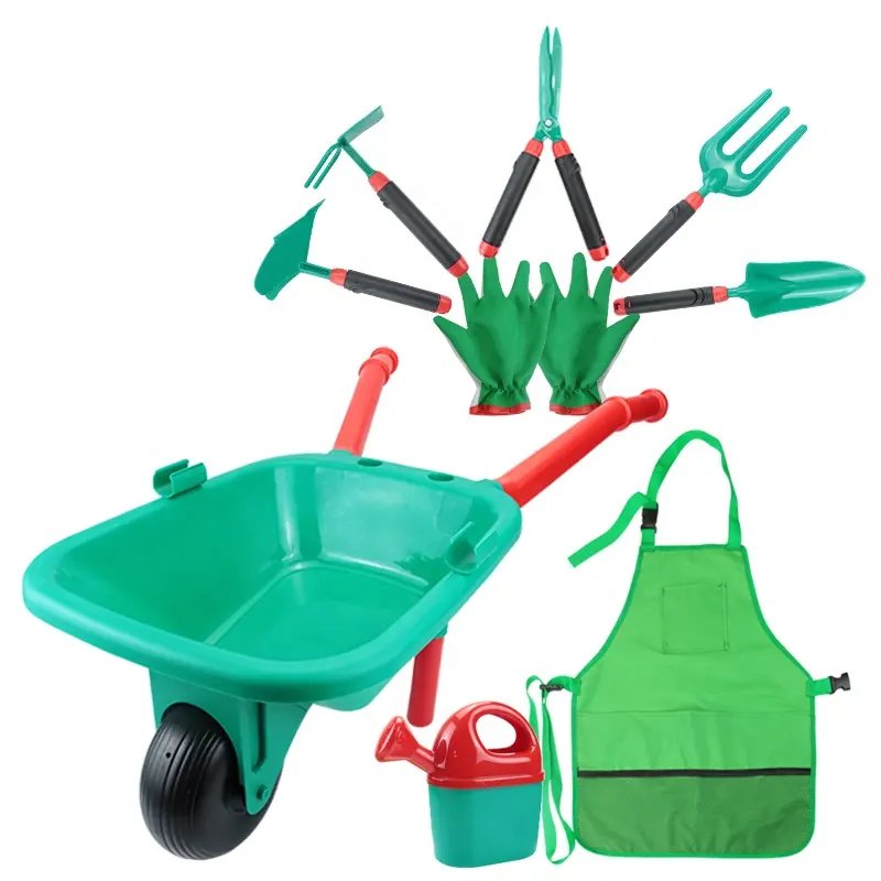 kids garden tools set, Garden Toys hand tools kit with kids Gift Wheelbarrow for kids