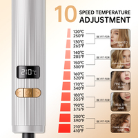 Brosse lissante rotative 2-en-1 à chauffage rapide avec écran LCD, brosse à cheveux automatique en céramique