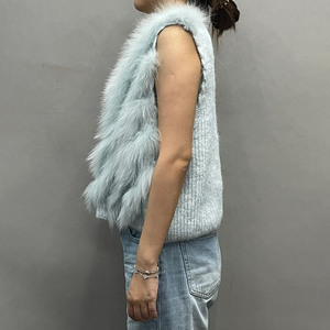 Chaleco de Piel de Zorro Tejido con Botones Cortos Jancoco, Abrigo de Piel Chevron al por Mayor para Otoño e Invierno, Moda Femenina - Product Image 2