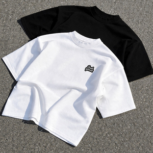 T-shirt basique pour homme à col rond, coupe ajustée, 100% coton tricoté, coton lourd personnalisé, couleur unie - Product Image 1