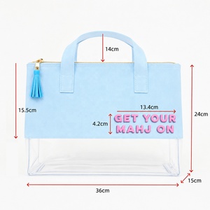 Borsa Mahjong Grande Capacità in PVC Trasparente, Borsa Cosmetica Impermeabile da Viaggio, Organizer Toilette da <span class=keywords><strong>Donna</strong></span> con Nappa e Manico - Product Image 2