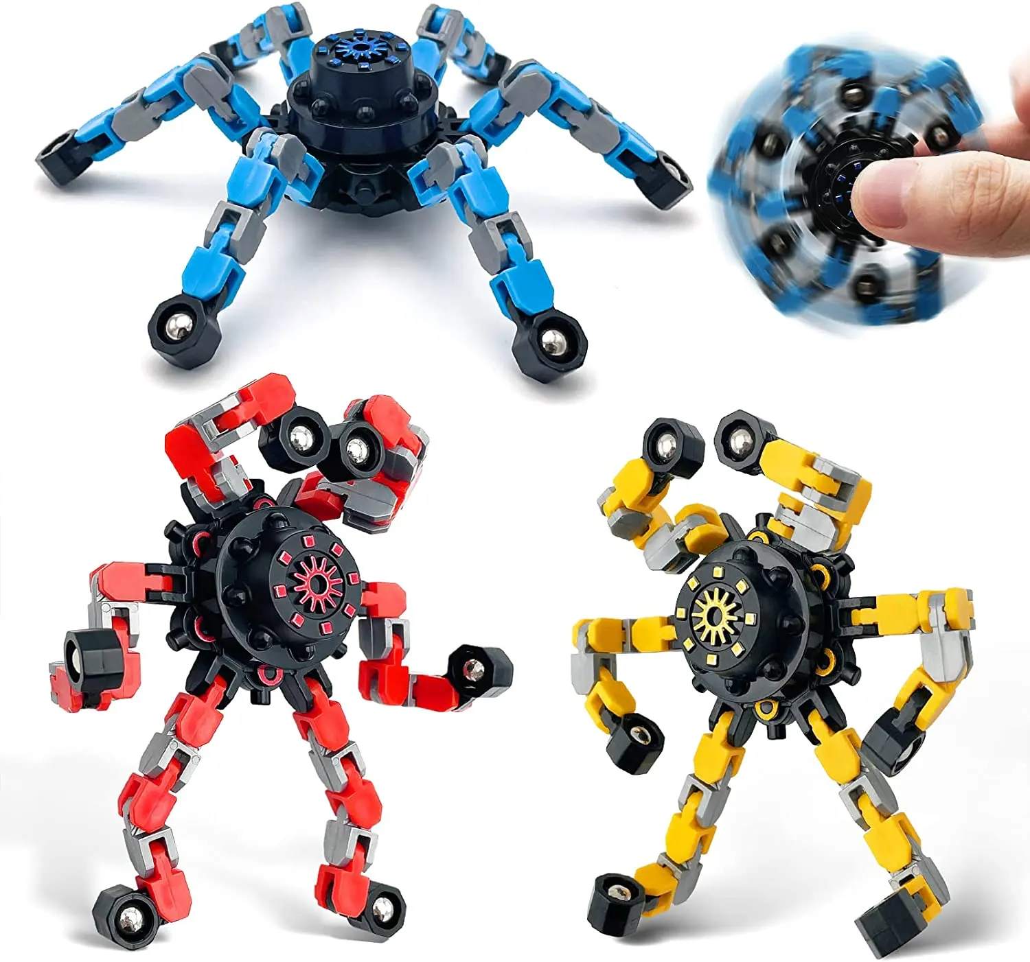Amazon en çok satan Fidget Spinners oyuncaklar dönüştürülebilir zincir Robot oyuncak mekanik parmak Spinner oyuncaklar yetişkinler ve çocuklar için