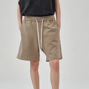 2023夏季男士定制汗衫短裤100% 棉质空白宽松合身超大带拉绳透气休闲款式批发
