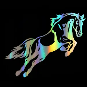 <span class=keywords><strong>Pegatina</strong></span> de Vinilo para <span class=keywords><strong>Coche</strong></span>, 19.1*15.2cm, <span class=keywords><strong>Caballo</strong></span> Saltando Poderoso, Divertida, Reflectante, Láser, para Motocicleta, Estilo de <span class=keywords><strong>Coche</strong></span>, Pegatinas 3D - Product Image 1