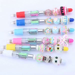 ปากกาลูกปัดสี่สีแบบ DIY ตกแต่งเองได้ ของตกแต่งสร้างสรรค์ น่ารัก แปลกใหม่ ปากกาลูกบอลใส - Product Image 3