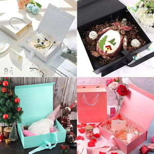 Boîtes cadeaux pliables en carton noir rigide de luxe avec impression personnalisée, fermeture magnétique, couvercle magnétique, avec logo - Product Image 4