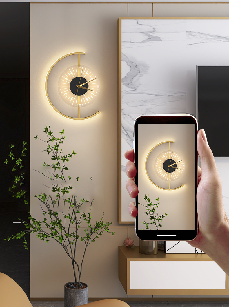 Creative ClockNordic Bedside Clock Wall Decorative Charging Modern Wall Light for Bedroom Bedside Lights - Image 6
