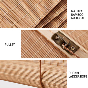 Moderne Innen-/Außen verdunkelung Privatsphäre Sonnenschutz vorhänge Atmungsaktiver natürlicher Bambus stoff Eingebauter elektrischer Raum - Product Image 3