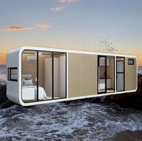 Cabane Apple, Maisonnette Apple, Maison Conteneur Extensible de 40 pieds, Utilisation Hôtelière, Porte de Sécurité en Acier, Panneau Sandwich, Design Moderne, Respirant