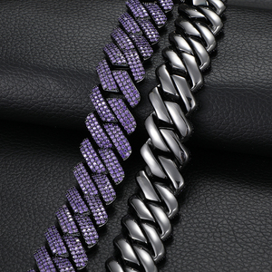 Bán Buôn Người Đàn Ông Của Hip Hop Đồ Trang Sức 20Mm 2 Hàng Vàng Đồng Dày Chất Liệu Vòng Cổ Claw Cuba Chuỗi Vòng Cổ Kim Cương Cuba Chuỗi - Product Image 6