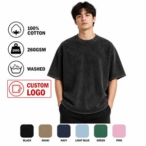 เสื้อยืดโอเวอร์ไซส์ผ้าคอตตอนเนื้อหนัก 260GSM แบบวินเทจสไตล์สตรีทแวร์  สำหรับผู้ชาย  รับผลิตเสื้อยืดเปล่าแบบขายส่ง - Product Image 1