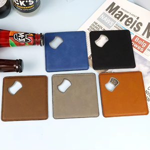 Logo laser personnalisé coloré en cuir PU vierge ouvre-bouteille <span class=keywords><strong>porte</strong></span>-clés en acier inoxydable taille de portefeuille ouvre-bière pour gravure au laser - Product Image 4