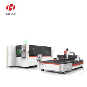 Hgtech Pasokan Pabrik Sistem Makan Otomatis Baja Karbon Logam CNC Serat Laser Cutting Harga Mesin