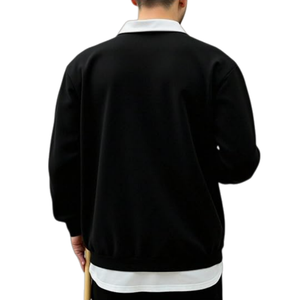 <span class=keywords><strong>Felpa</strong></span> con Colletto da <span class=keywords><strong>Uomo</strong></span> Slim Fit di Alta Qualità, 100% Cotone e Spandex, Stile High-street, su Misura - Product Image 2
