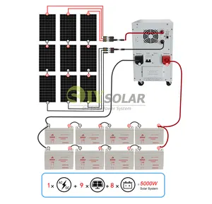 Kit di energia solare del sistema del pannello solare 5000w completo di sistema di energia solare della batteria del gel oem odm