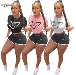 Nuovi vestiti di marca firmati 2024 estate due 2 pezzi Set tute da donna Set corto palestra Fitness Jogging Set da donna