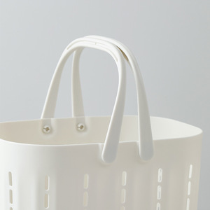 White Rectangle <b>Storage</b> <b>Basket</b> With Handle For Bath And Desk Use - Product Image 3