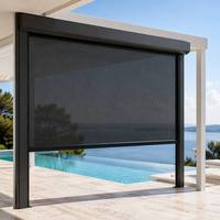 Store banne extérieur électrique sur mesure Tingmeihaoting, coupe-feu, coupe-vent, étanche, avec fermeture éclair, télécommande/WiFi pour jardin