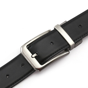 Cinto de Couro Genuíno para Homens com Fivela Personalizada OEM ODM, Cinto de Negócios Reversível e Rotativo de Dupla Face - Product Image 5