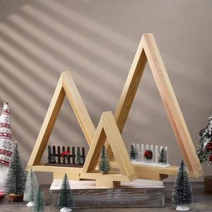 Wooden <b>Christmas</b> <b>Tree</b> Ornament 3-Piece Set 40cm 30cm 20cm Natural Wood Color Home Decor DIY <b>Wall</b> Hanging - Product Image 2