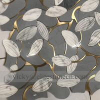 Mosaïque de pierre à jet d'eau pour la décoration de la maison, motif de feuille, mosaïque de marbre gris Bardiglio chinois