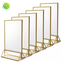 Support de signalisation de table en acrylique à bord doré, porte-menu triangulaire de bureau pour numéros de table de mariage, affichage pour restaurants et bureaux, OEM