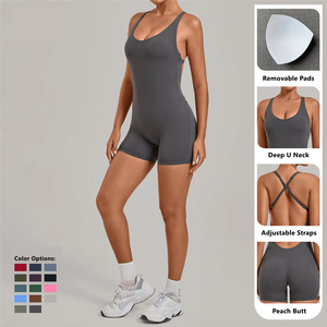 Top de mujer <span class=keywords><strong>sexy</strong></span>, transpirable, de secado rápido, ligero, de alta elasticidad, sin espalda, con tirantes cruzados ajustables y escote en U profundo, que realza las líneas de glúteos. - Product Image 2