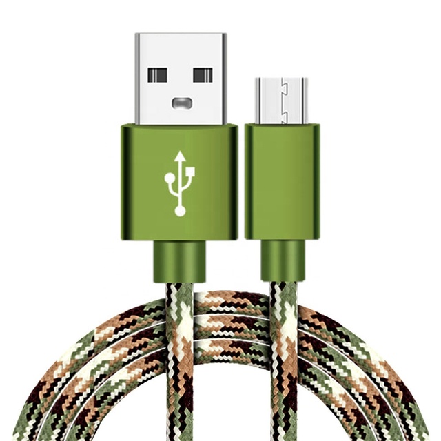 1m Camouflage Nylon Braided USB Charging Data Transfer High Speed Electric Charging Cable