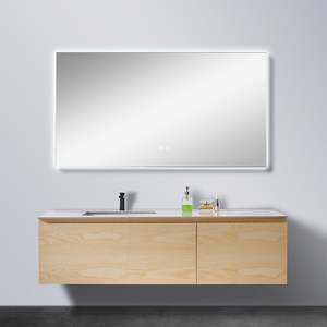 Meuble de salle de bain avec miroir LED, éclairage, lavabo, ensemble de meubles de salle de bain, lavabo avec évier, meuble de salle de bain pour hôtel, vente chaude - Product Image 1
