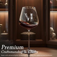 Verre à vin en cristal sans plomb personnalisé avec logo gravé, boîte cadeau avec ruban - Emballage noir de luxe pour mariage/anniversaire