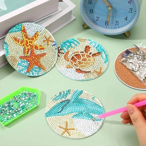 Kit de sous-verres à peinture diamant 8 pièces 5D Océan DIY – Kits d'art diamant pour adultes - Product Image 1