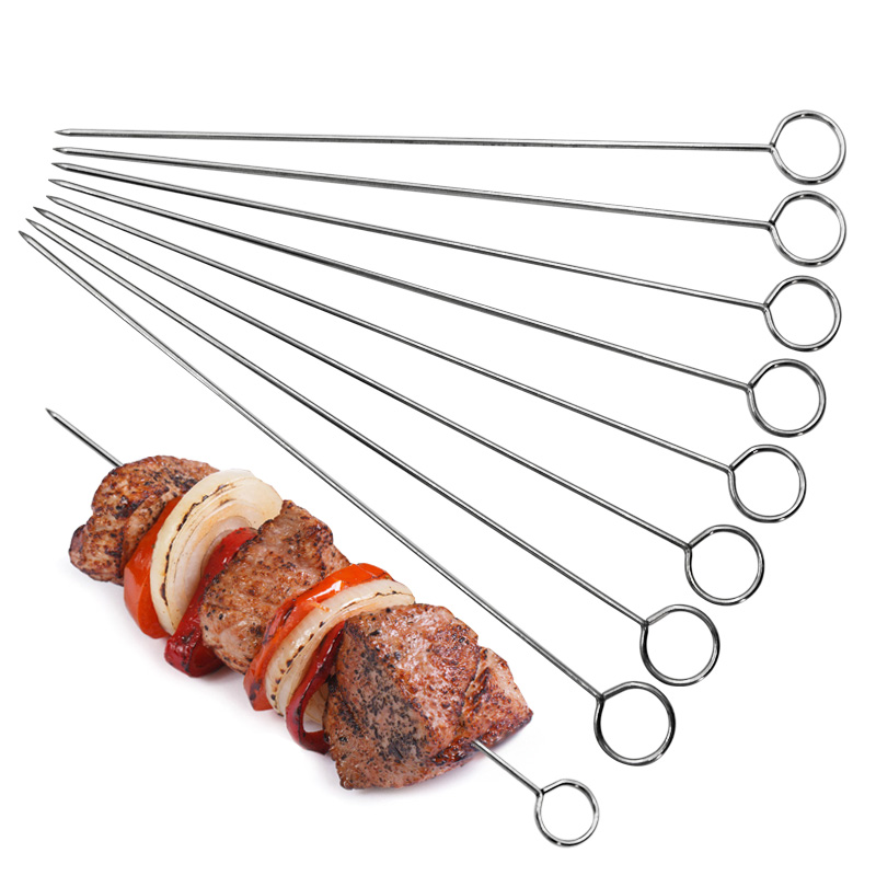 Bán buôn 10 inch brochette thép không gỉ thịt nướng xiên thanh BBQ nướng xiên cho BBQ công cụ