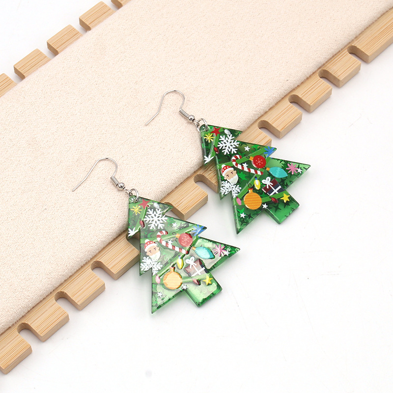 Boucles d'oreilles pendantes sapin de Noël (la paire)