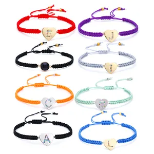 Handmade Friendship Adjustable Alphabet Initial Letter Woven String Braided Wax Thread Bracelet