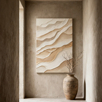 Peint à la main brun haute montagne rayures verticales moderne épais texturé toile peinture 3D mur Art décor