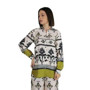 Chemise pour femme Zahjr, beige, manches longues, imprimé floral, tenue décontractée - Product Image 1
