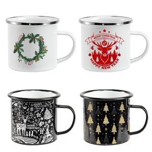 <strong>Christmas</strong> Metal Enamel <strong>Cups</strong> Sublimation Custom Logo Custom Stock Promotion Wholesale <strong>Tea</strong> Milk <strong>Cup</strong> Vintage Souvenir Camping Mug - Product Image 1